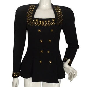 CACHE Evening Jacket, XS, Black/Golden Studs, Double breasted/Snaps, VINTAGE - Picture 1 of 10