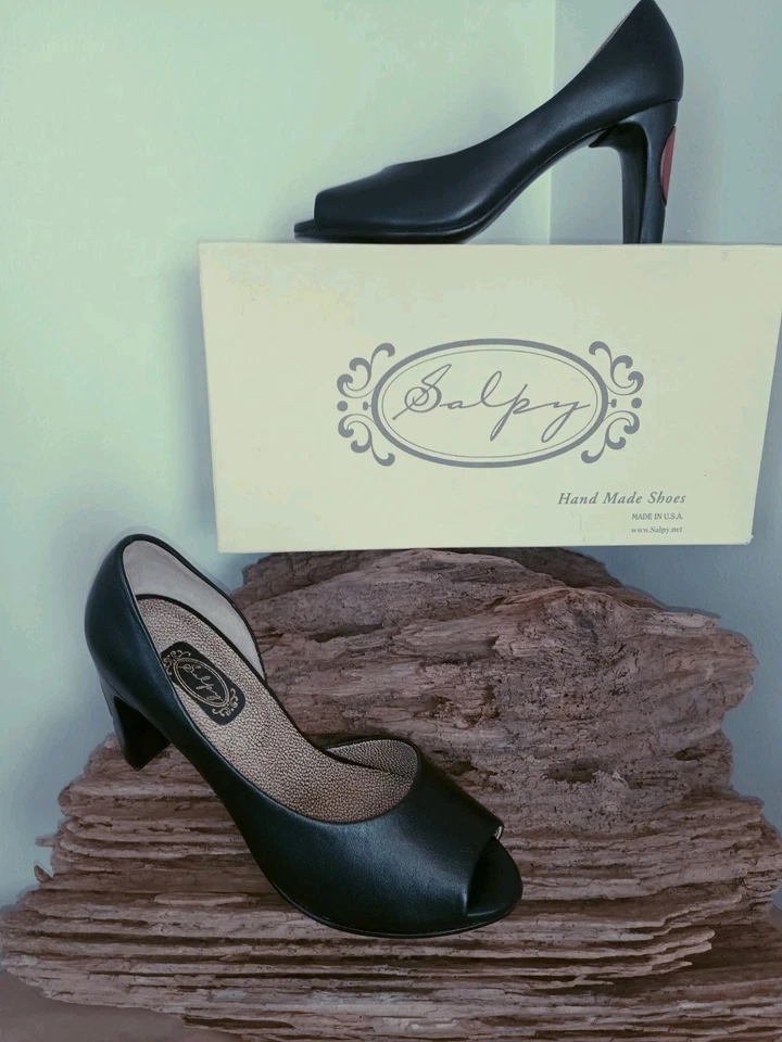 Tacones peeptoe salpinos hechos a mano para mujer talla 6,5 Foto 1 de 4