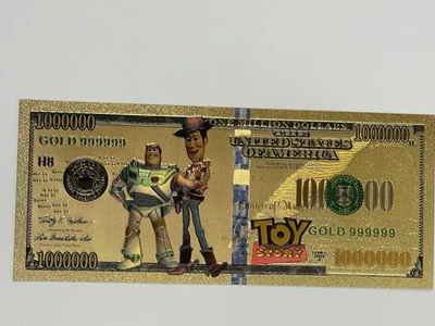 Toy Story Buzz Lightyear & Woody 1 Million $ 24k Gold Foil Note Free Shipping - Image 1 of 4