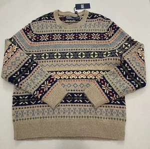 Polo Ralph Lauren Fair Isle jacquard misto lana maglione vacanza sportivo grande - Foto 1 di 8