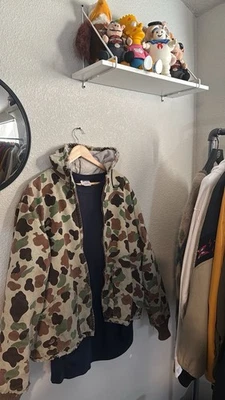 80’s Duck Camo Hunting Jacket Men’s Size Large Camouflage Full Zip Hoodie - Image 1 of 4