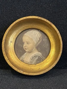 Quadro Foto Vintage Van Dyck Baby Stuart con Cornice Cerchio Dorato Made in Italy - Foto 1 di 10