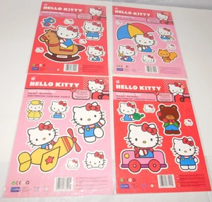 SET ADESIVI MURALI HELLO KITTY SANRIO 2011 LOTTO DI 4 FOGLI UNICI CAMERA ASILO NUOVO - Foto 1 di 5