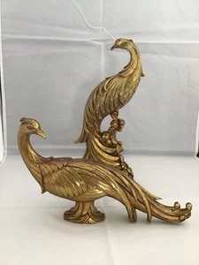 Vintage MCM Syroco Paar Gold Pfauen Fasane Vogel Figuren 13" Hollywood Regency - Bild 1 von 12