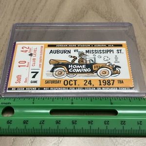 Boleto de fútbol americano estatal Auburn Vs Mississippi 24/10/1987 Jordan Hare Stadium - Imagen 1 de 10