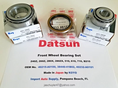Kit de cojinete de rueda delantera para Datsun 240Z 260Z 280Z 280ZX, 510 610 710 B210 (KOYO Foto 1 de 4