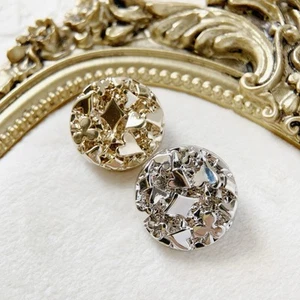 10pcs 20mm Shiny gold silver poker card pattern round clothing shank button - Picture 1 of 5