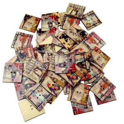 50 Pieces Vintage Scenic Stamps Flatback Embellishment for - Image 1 of 4