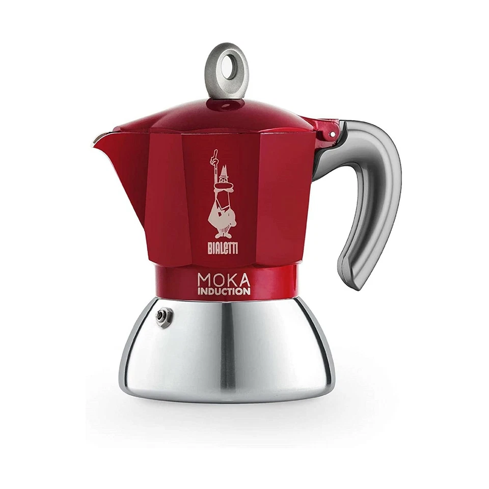 BIALETTI Moka Induction Red Caffettiera Adatta ai Piani ad Induzione 2 | 4 Tazze