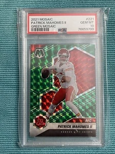 2021 Patrick Mahomes Mosaic AFC Green Prizm (#221) PSA 10 (Pop 67) - Picture 1 of 2
