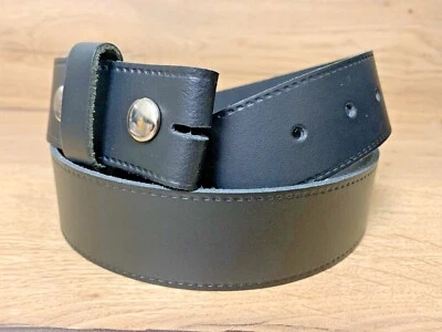 Cinturón de cuero real a presión de cuero negro hecho en el Reino Unido Foto 1 de 4