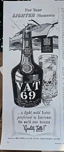 1952 Park & Tilford VAT 69 liqueur blended scotch whisky Bottle Vintage ad - Picture 1 of 1