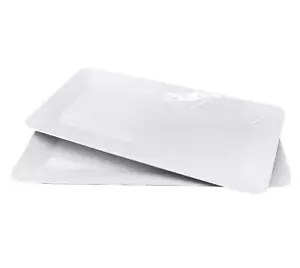 Set Of 2 Melamine Lightweight 17 Inch Serving Tray/large Rectangular Platters - Picture 1 of 6