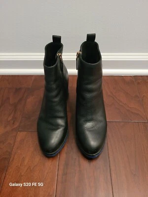 Botines Tory Burch Logo Talla 7M Suela Botín Cuña 76149 Negro Foto 1 de 4