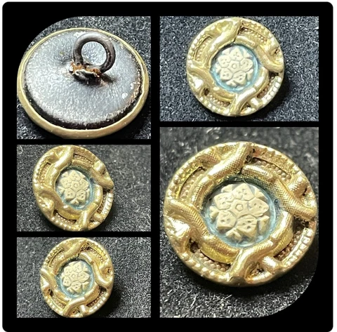 ANTIQUE BUTTON VICTORIAN ENAMAL DESIGN WITH GILT BORDER Cover