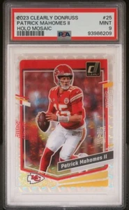 2023 Clearly Donruss Patrick Mahomes Holo Mosaic SSP PSA 9 Pop 2 None Higher - Bild 1 von 3