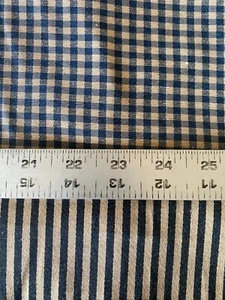 Marineblau kariert/schwarz Streifen Wende Polsterstoff Meterware (R39-RK12) - Bild 1 von 4