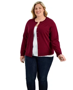 Karen Scott Plus Size Cardigan - Malbec SZ - 3X - Picture 1 of 4