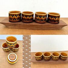 Vtg Hornsea Pottery Rare Set of 4 Hierloom Pattern Egg Cups and Teak Stand 1970s