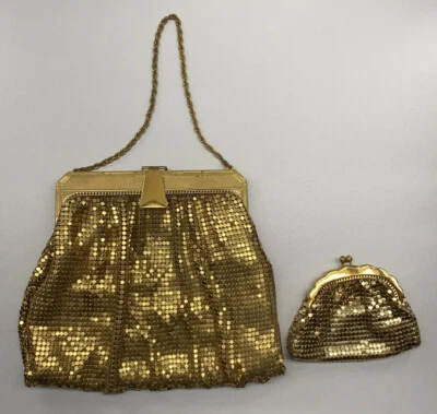 Vintage Whiting & Davis GOLD Metal Mesh Handbag Art Deco with Small Coin Purse - Image 1 of 4