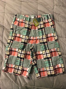 New Youth Crazy 8 boys Easter Green plaid shorts size 14 adjustable waist - Picture 1 of 9
