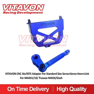 Vitavon CNC alu#7075 adapter for standard size servo+servo horn+link Blue MAXX - Picture 1 of 1