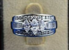 2.00 Ct Marquise Cut Moissanite 925 Sterling Silver Three Stone Engagement Ring