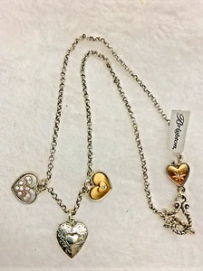 Brighton Piccadilly 3 Heart Necklace Inspirational Reversable 18"Necklace NWT 12 - Picture 1 of 4