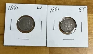 1881 3 Cent Nickel - Lot Of 2 - Picture 1 of 6