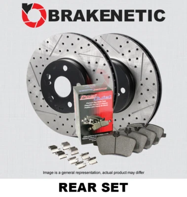 REAR BRAKENETIC Premium Drill Slot Brake Rotors + Ceramic Pads BPK85880 - Image 1 of 2