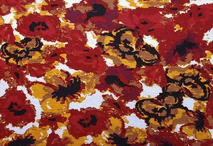 Jersey de otoño con estampado de flores de spandex de rayón tejido por yarda amarillo blanco vino 6/16 - Imagen 1 de 8