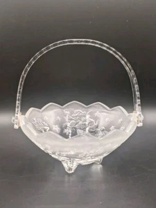 Mikasa Glaskorb Schüssel mit Griff Klarglas Weihnachtsmannschlitten Rentier mit Fuß 7 Zoll - Bild 1 von 6