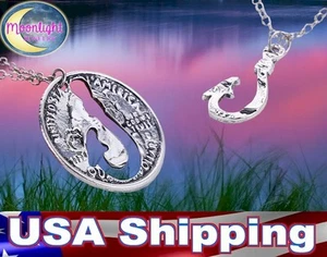 New Fish Hook and Coin shaped Fish Split 2 PC Couple Necklace - Picture 1 of 2