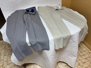 Saddlebred Performance Mens Dress Pant Size: 42x30 either in Light Grey or Beige - Picture 1 of 4