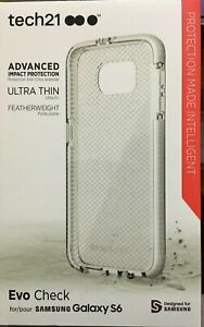 Genuine Tech21 Ultra Thin Evo Check Case for Samsung Galaxy S6 - Clear / White