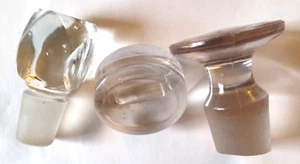 Antique Lot of 3 Heavy Clear Glass Stoppers - Picture 1 of 9
