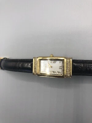 Ecclissi Womens Watch Genuine Diamonds Black Leather And Gold Color style 80325 - Image 1 of 4