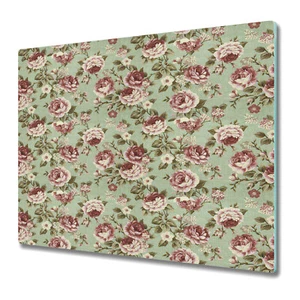 Tempered Glass Chopping Cutting Board Embroidered roses green and red 60x52 - Picture 1 of 8