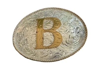 Silversmith Collection Belt Buckle Letter B Hand Made Engraved Cowgirl READ - Image 1 of 4