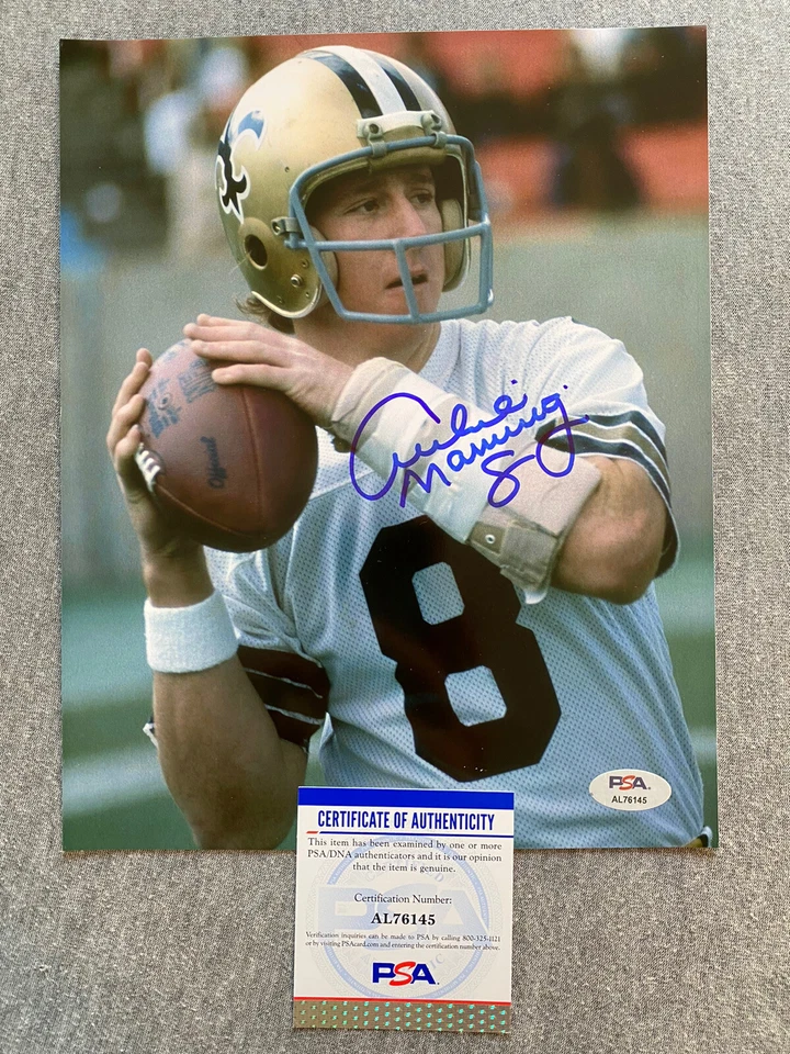 NEW ORLEANS SAINTS- ARCHIE MANNING AUTOGRAPH 8x10 ACTION PHOTO PSA/DNA AL76145 - Image 1 of 1