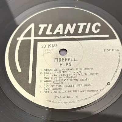 FIREFALL - LOT OF 2 Lp’s LUNA SEA 1977 & Elan 1978 Records - Image 1 of 4