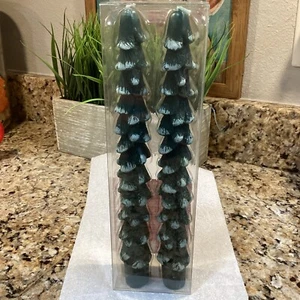 Set of 2 Christmas Tree Tapered Candles 10” Tall NEW!! - Picture 1 of 3