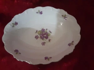 Tazón para servir verduras ovaladas violeta Schumann Bavaria con borde de platino - Imagen 1 de 4