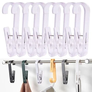 Clothes Pins Heavy Duty Outdoor 8pcs Large Laundry Hook Hangers With Clips Close - Picture 1 of 7