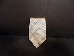 Rolls-Royce Authentic Logo Classical Grid Shape Beige/Blue Men Silk Tie VTG 3574 - Picture 1 of 6