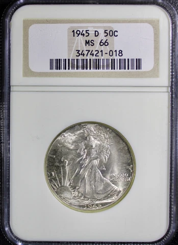 1945-D Liberty Walking Half Dollar NGC MS-66  - Mint State 66 Cover
