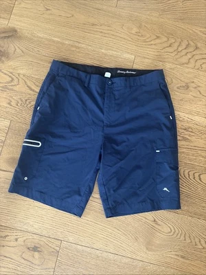 Shorts chino masculino Tommy Bahama Island 36 azul cinza peixe cordão zona ao ar livre - Imagem 1 de 4