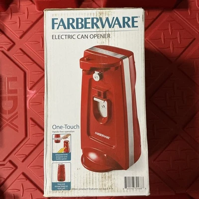 Abridor de latas eléctrico Farberware rojo un toque manos libres - nuevo Foto 1 de 2