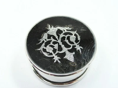 ANTIGA CASCA DE TARTARUGA E PIQUE TRABALHO RAPÉ PRATA ESTERLINA SÓLIDA, CAIXA DE PÍLULAS 1918 - Imagem 1 de 4