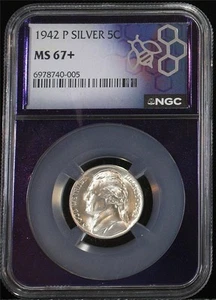 1942-P 5c Silver Philadelphia Jefferson Nickel NGC MS 67+ (Plus) Trader Bea Slab - Picture 1 of 2